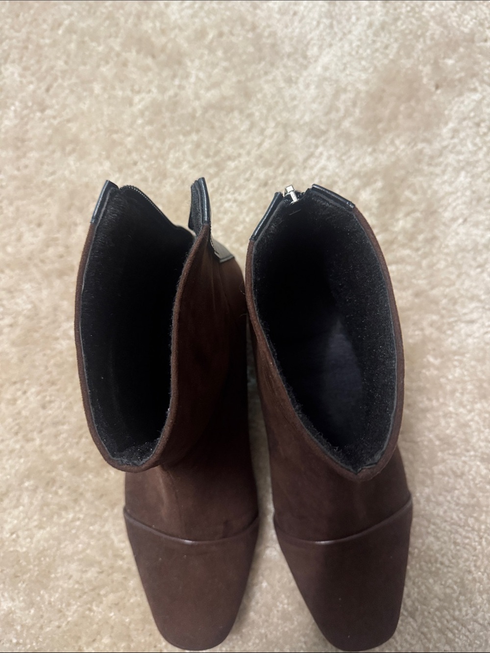 Women's Brown Suede Ankle Boots - Classic Block Heel - Picture 3 of 4